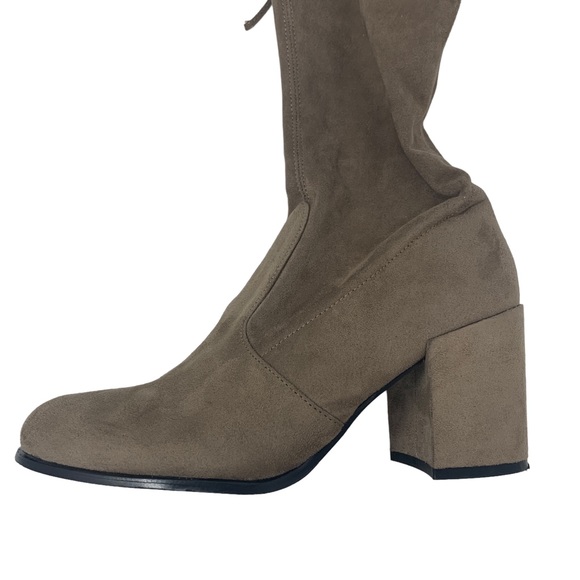Steve Madden Suede Over-the-Knee Boots Tan Block Heel Tie Back Size 8 - Picture 12 of 16